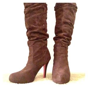 brown high heel boots